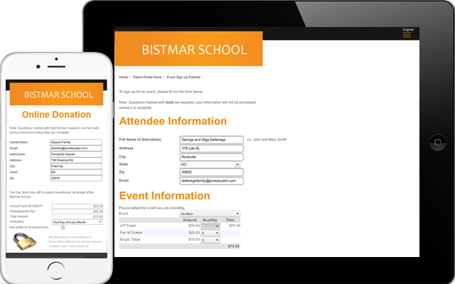 Online Donation Form and Event Registration Form